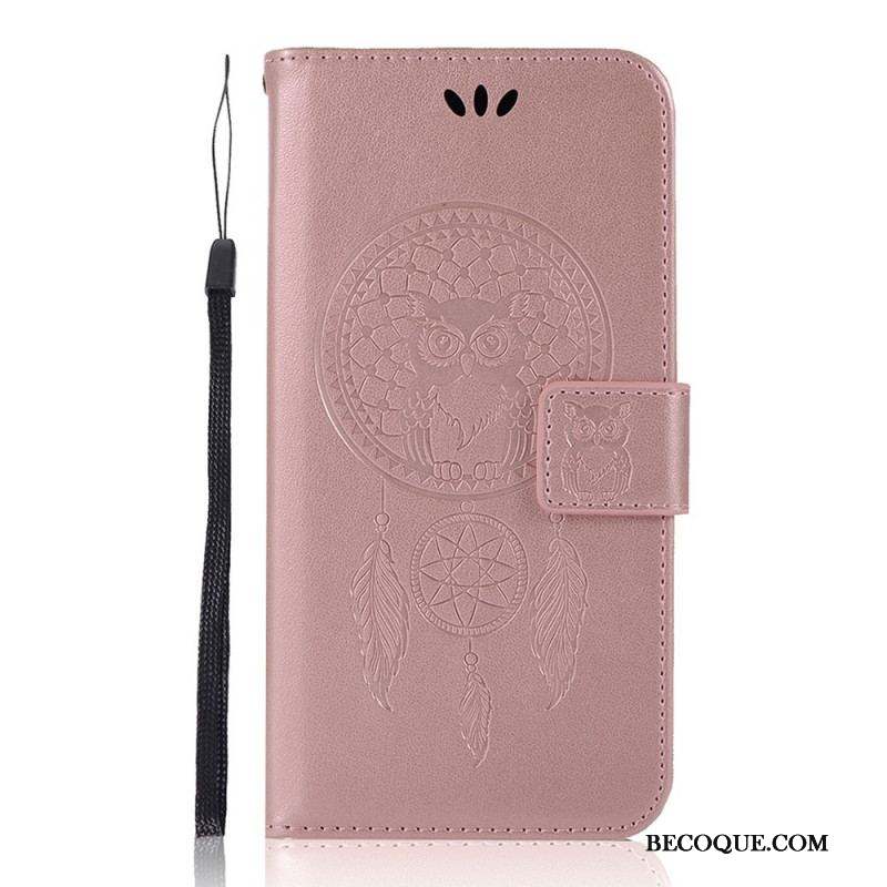 Housse Samsung Galaxy S22 Ultra 5G Effet Cuir Attrape Rêves Hibou