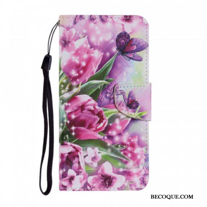 Housse Samsung Galaxy S22 Ultra 5G Papillons et Tulipes