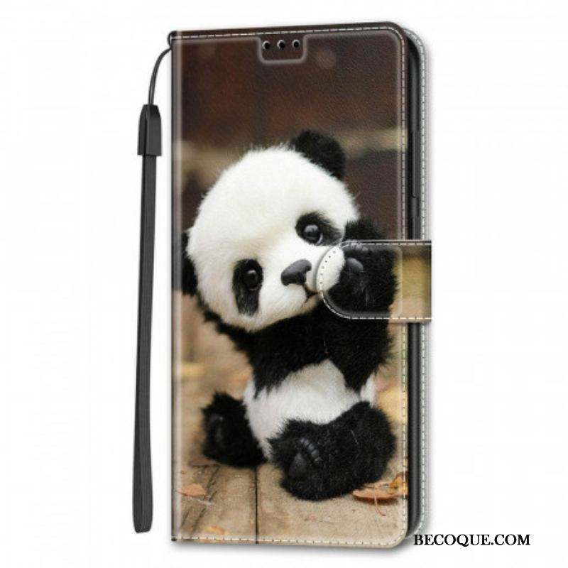 Housse Samsung Galaxy S22 Ultra 5G Play Petit Panda à Lanière