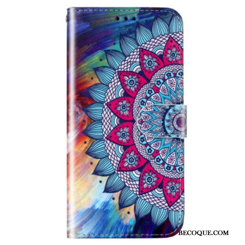 Housse Samsung Galaxy S23 5G Mandala Coloré à Lanière