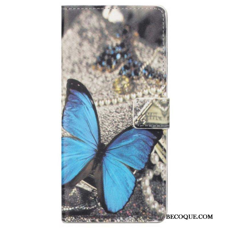Housse Samsung Galaxy S23 5G Papillon Bleu