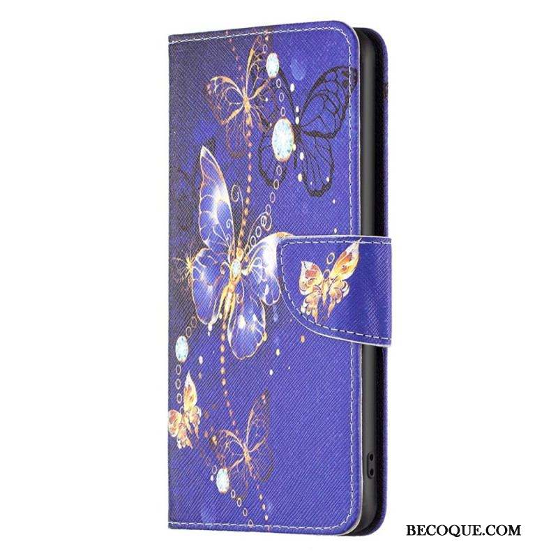 Housse Samsung Galaxy S23 5G Papillons Dorés