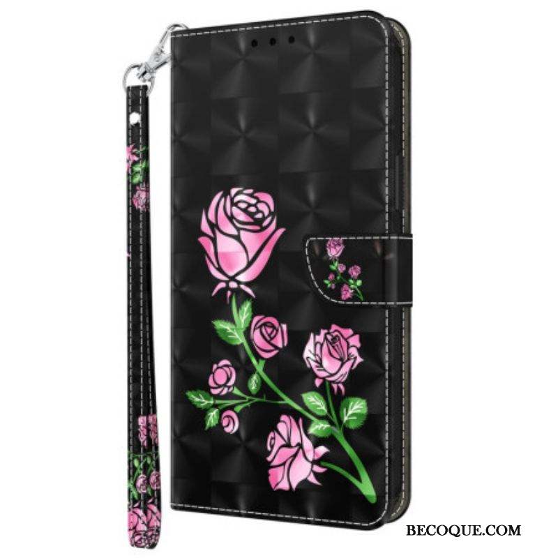 Housse Samsung Galaxy S23 5G Rose Graphique à Lanière