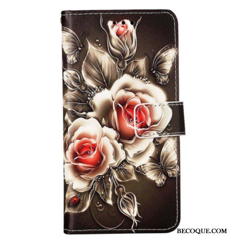 Housse Samsung Galaxy S23 Ultra 5G Roses Dorées