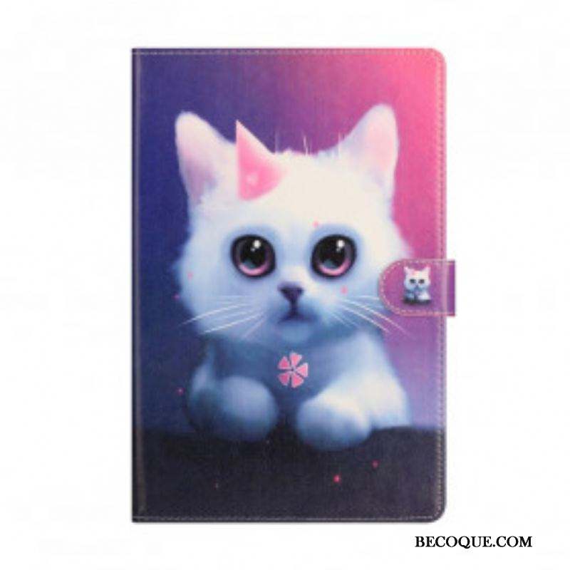 Housse Samsung Galaxy Tab A7 (2020) Chaton Blanc