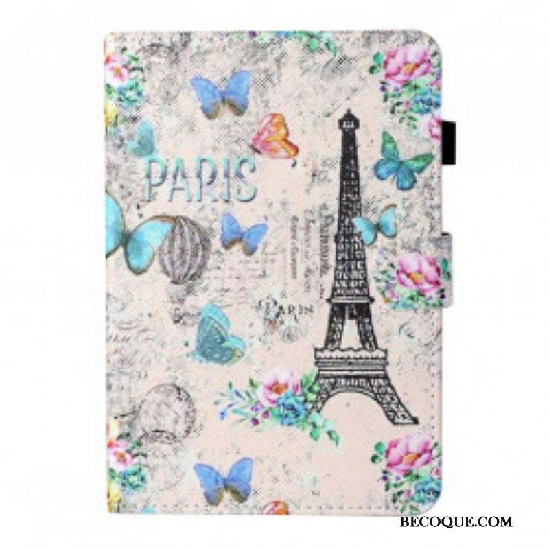 Housse Samsung Galaxy Tab A7 (2020) Tour Eiffel Papillons