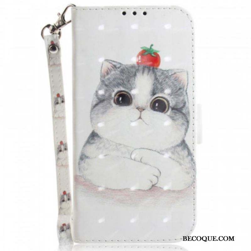 Housse Sony Xperia 1 IV Chat et Tomate à Lanière