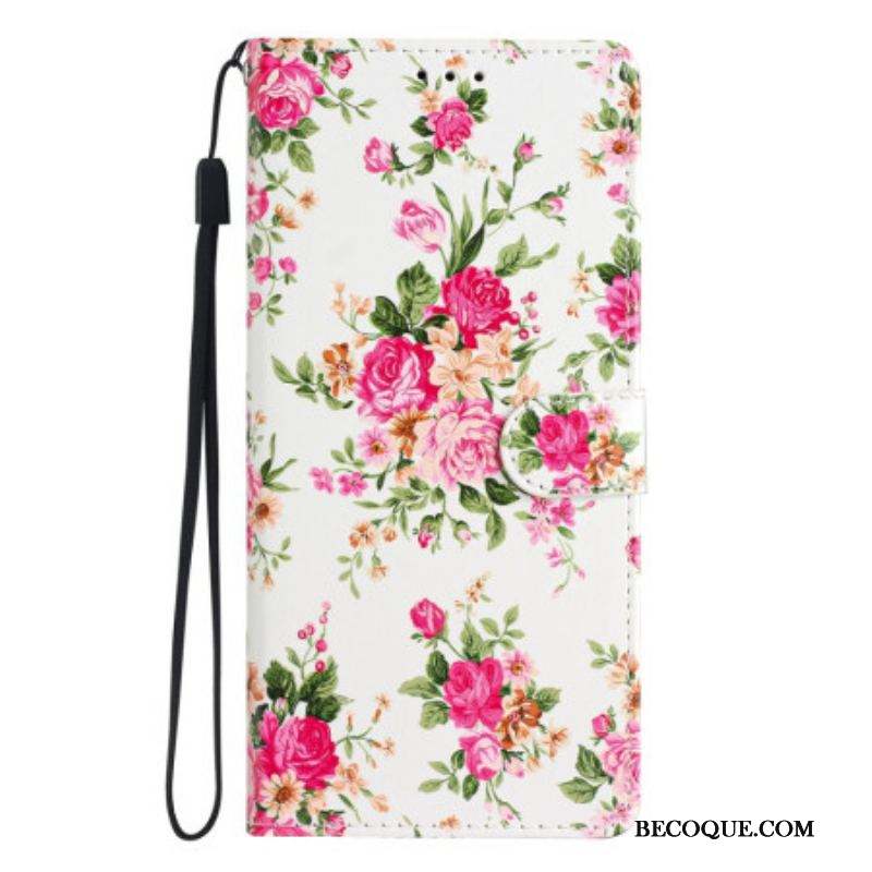 Housse Xiaomi 12 Lite Fleurs Liberty à Lanière
