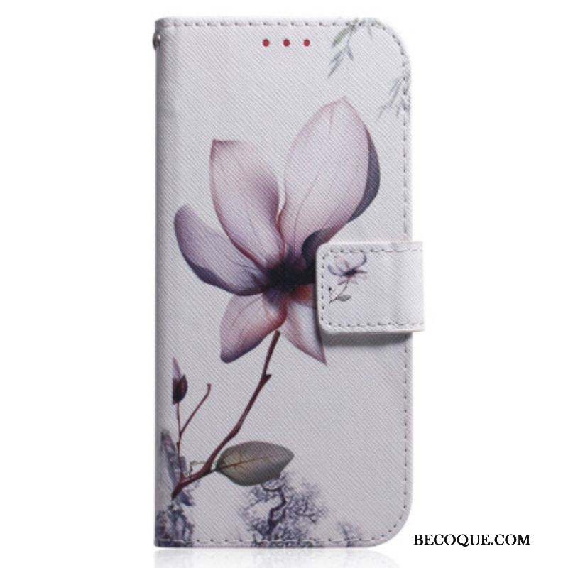 Housse Xiaomi 13 Fleur Rose à Lanière