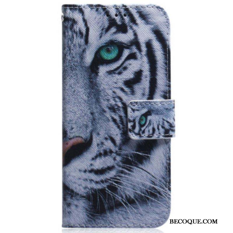 Housse Xiaomi 13 Pro Tigre Blanc à Lanière