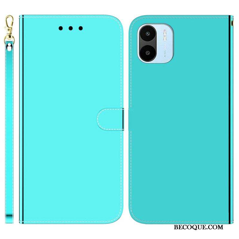 Housse Xiaomi Redmi A1 Simili Cuir Miroir avec Lanière