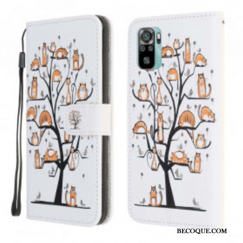 Housse Xiaomi Redmi Note 10/10S/Poco M5s Funky Cats à Lanière