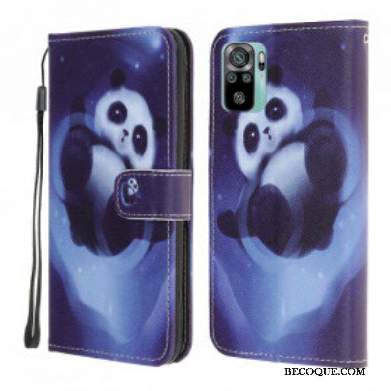 Housse Xiaomi Redmi Note 10/10S/ Poco M5s Panda Space à Lanière