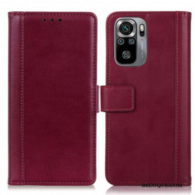 Housse Xiaomi Redmi Note 10/10S/Poco M5s Style Cuir Fendu