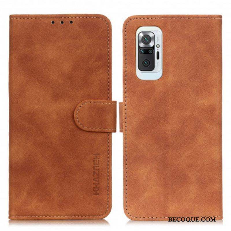 Housse Xiaomi Redmi Note 10 Pro Effet Cuir Vintage KHAZNEH