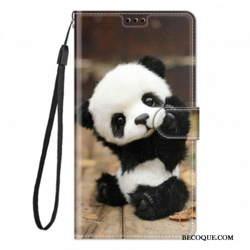 Housse Xiaomi Redmi Note 10 Pro Petit Panda à Lanière