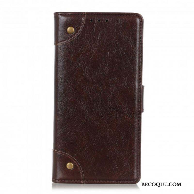 Housse Xiaomi Redmi Note 10 Pro Style Cuir Nappa Rivets Vintage