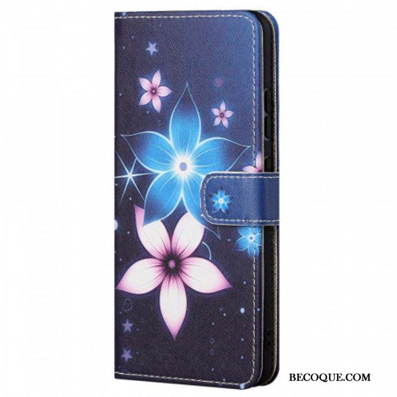 Housse Xiaomi Redmi Note 11 / 11s Fleurs Lunaires à Lanière