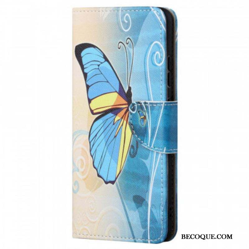 Housse Xiaomi Redmi Note 11 / 11s Papillon Bleu et Jaune