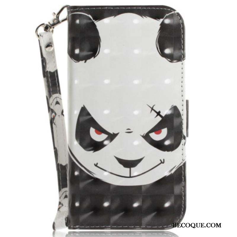 Housse Xiaomi Redmi Note 12/Poco X5 5G Angry Panda à Lanière