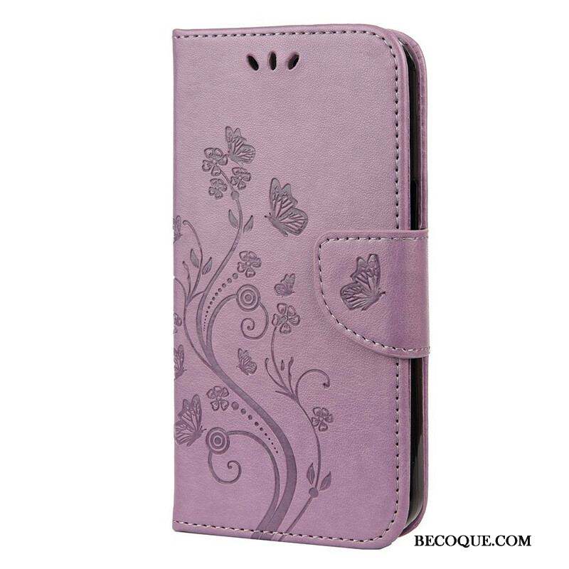 Housse iPhone 13 Mini Florale à Lanière