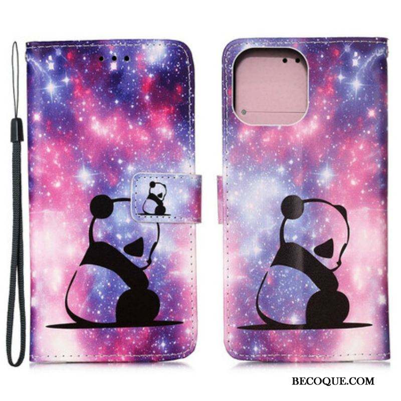 Housse iPhone 13 Mini Panda Galaxie