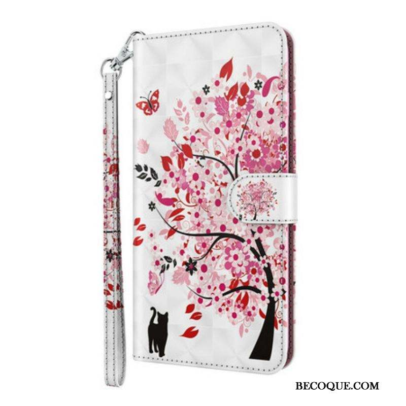 Housse iPhone 13 Pro Max Arbre Rose et Chat Noir