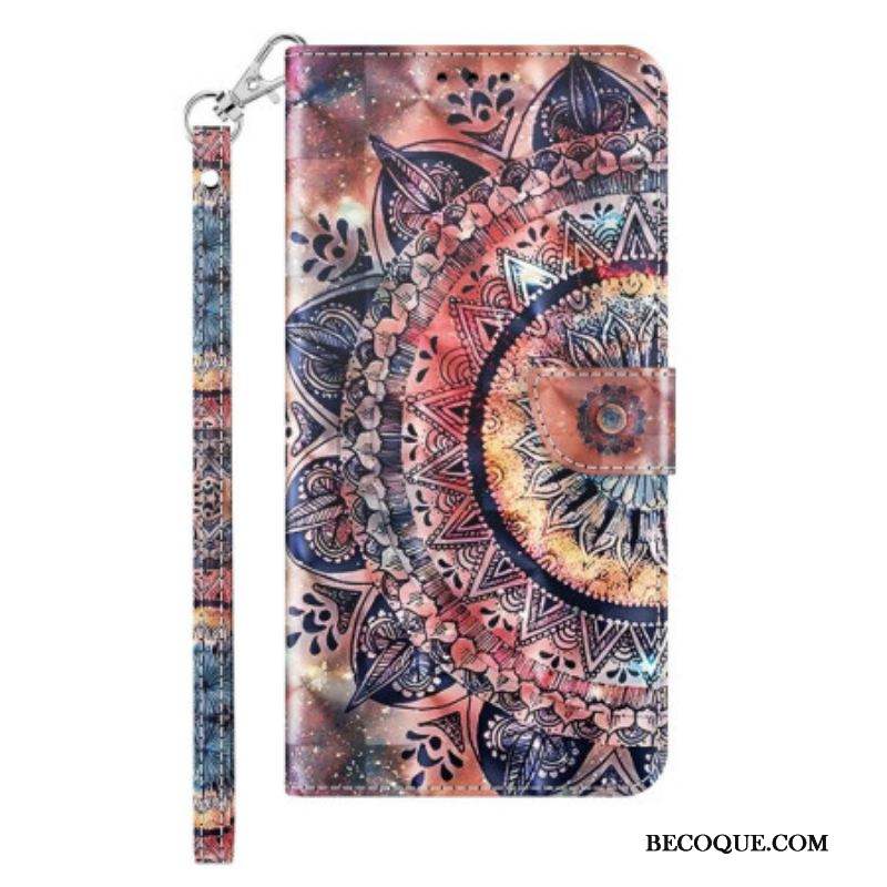 Housse iPhone 14 Pro Mandala Coloré à Lanière