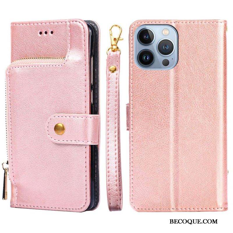 Housse iPhone 14 Pro Porte-Monnaie Zippé