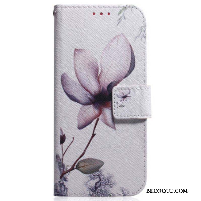 Housse iPhone 15 Fleur Vieux Rose