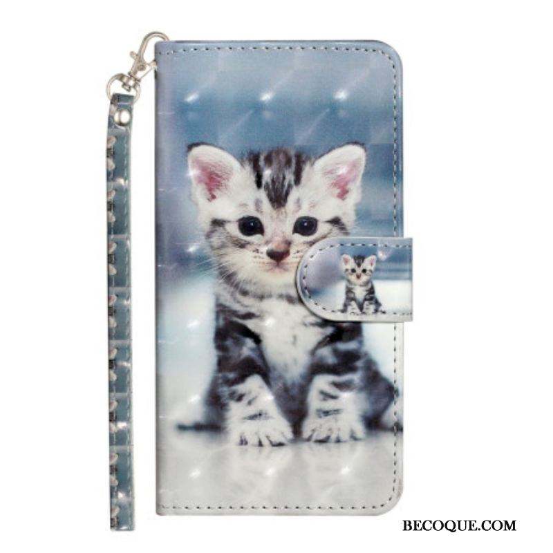 Housse iPhone 15 Plus Chaton 3D à Lanière