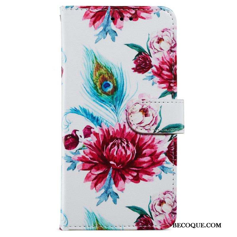 Housse iPhone 15 Plus Des Fleurs à Lanière