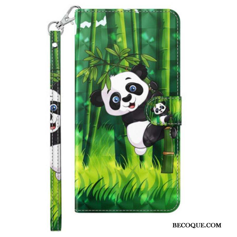 Housse iPhone 15 Plus Panda Bambou 3D à Lanière