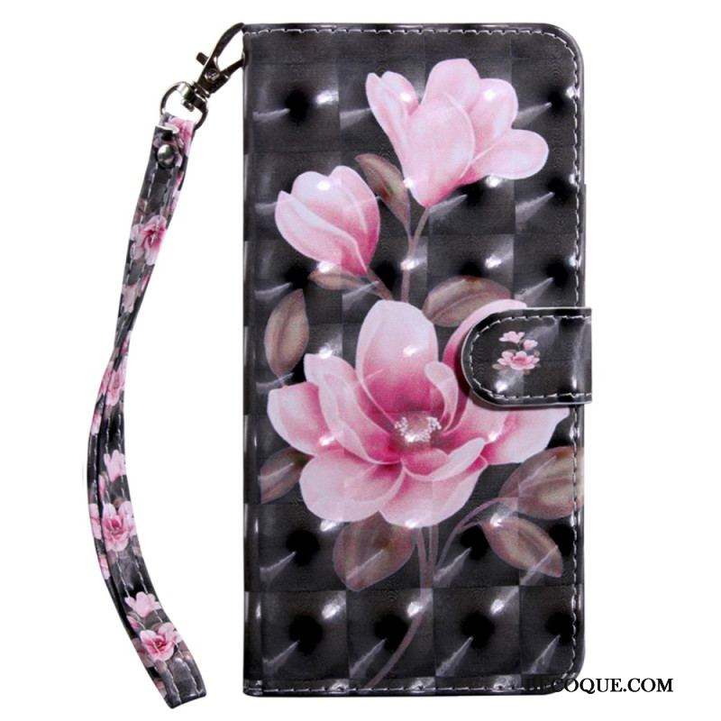 Housse iPhone 15 Pro Max Fleurettes à Lanière