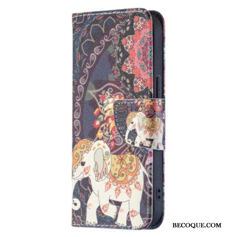 Housse iPhone 15 Éléphant Tribal