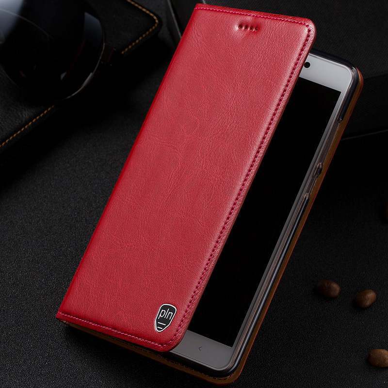 Htc One A9s Rouge Étui Cuir Véritable Protection Coque De Téléphone Étui En Cuir