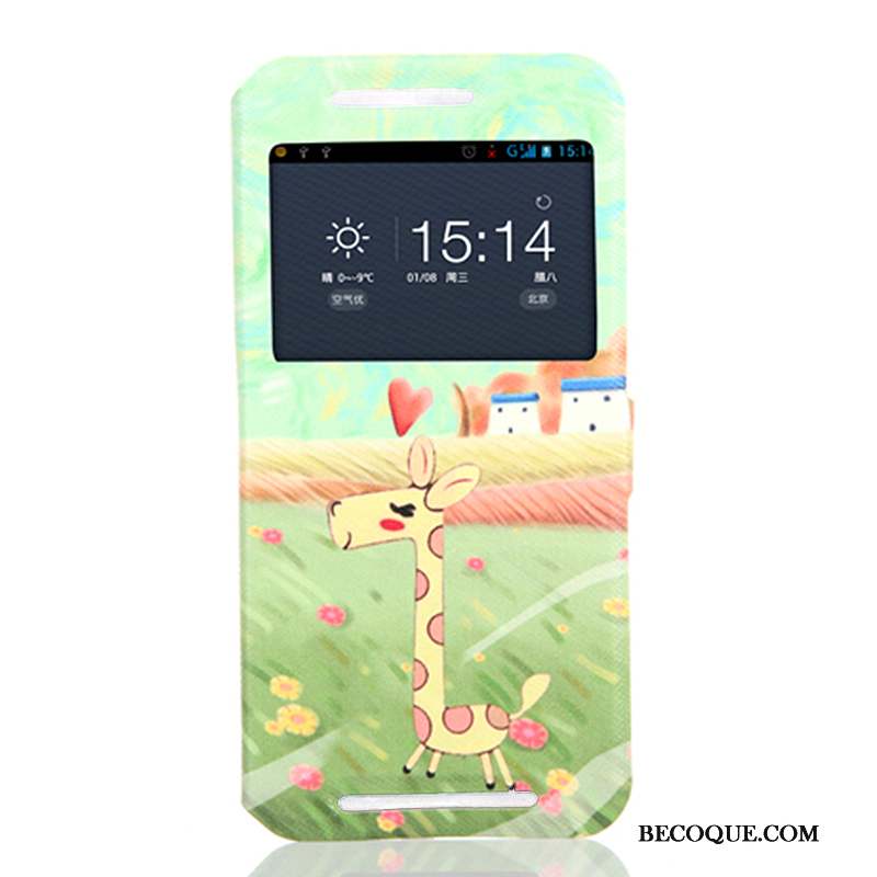 Htc One M9 Peinture Ouvrir La Fenêtre Fluide Doux Vert Housse Coque De Téléphone