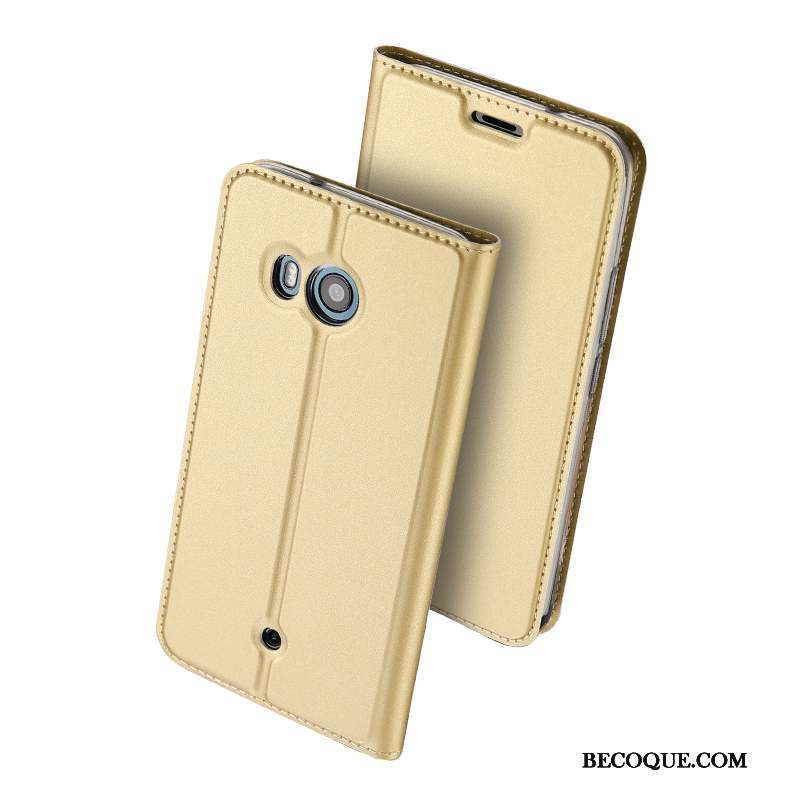 Htc U11+ Coque Protection Housse Légères Carte Or Étui En Cuir