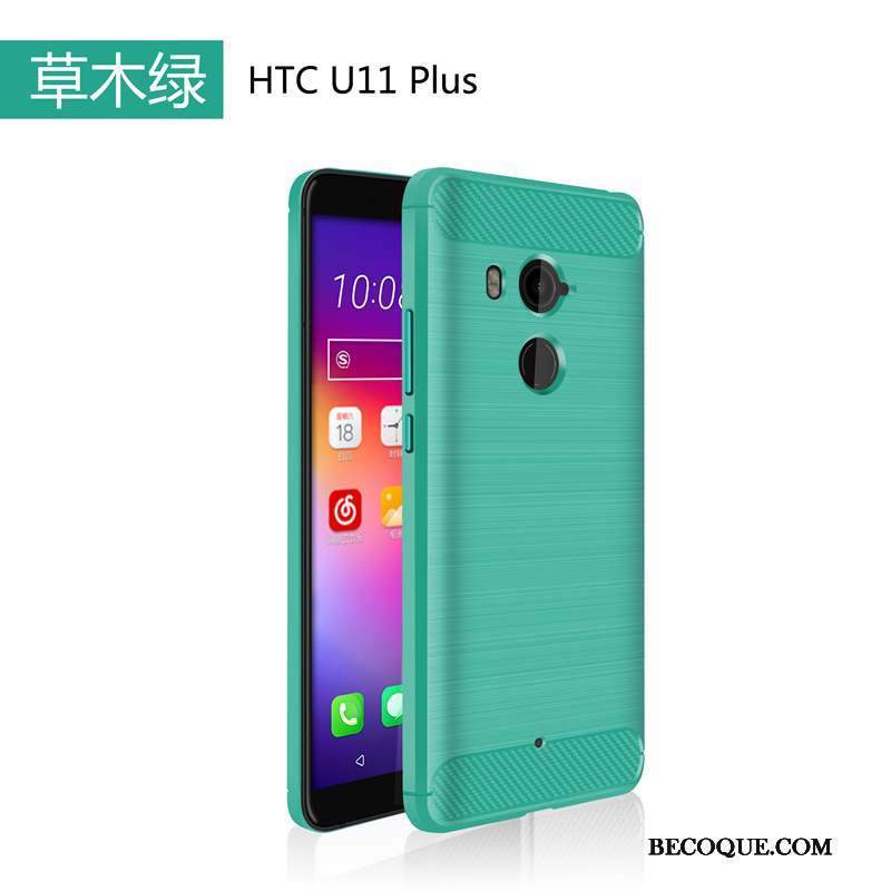 Htc U11+ Fluide Doux Vert Créatif Protection Coque De Téléphone Incassable