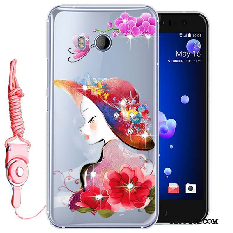 Htc U11 Protection Strass Rose Coque De Téléphone Tout Compris Incassable