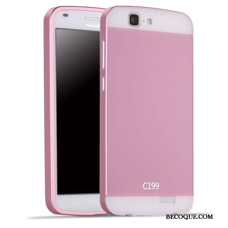 Huawei Ascend G7 Border Coque De Téléphone Rose Étui Métal Couvercle Arrière