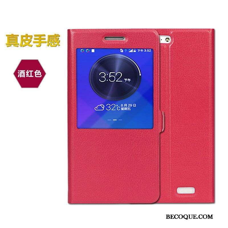 Huawei Ascend G7 Étui En Cuir Clamshell Rouge Protection Coque De Téléphone Téléphone Portable