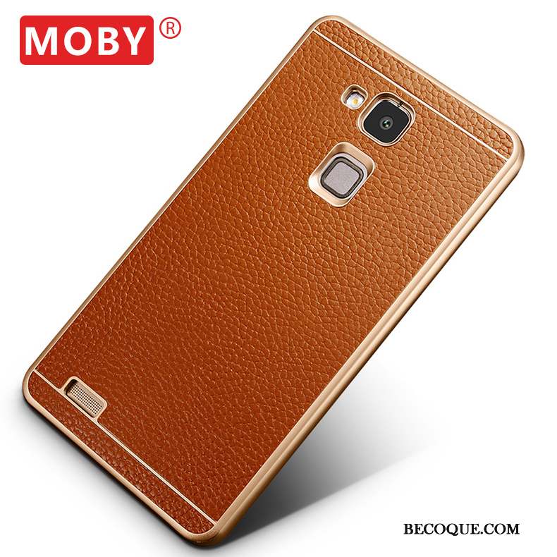 Huawei Ascend Mate 7 Coque De Téléphone Border Protection Étui Marron