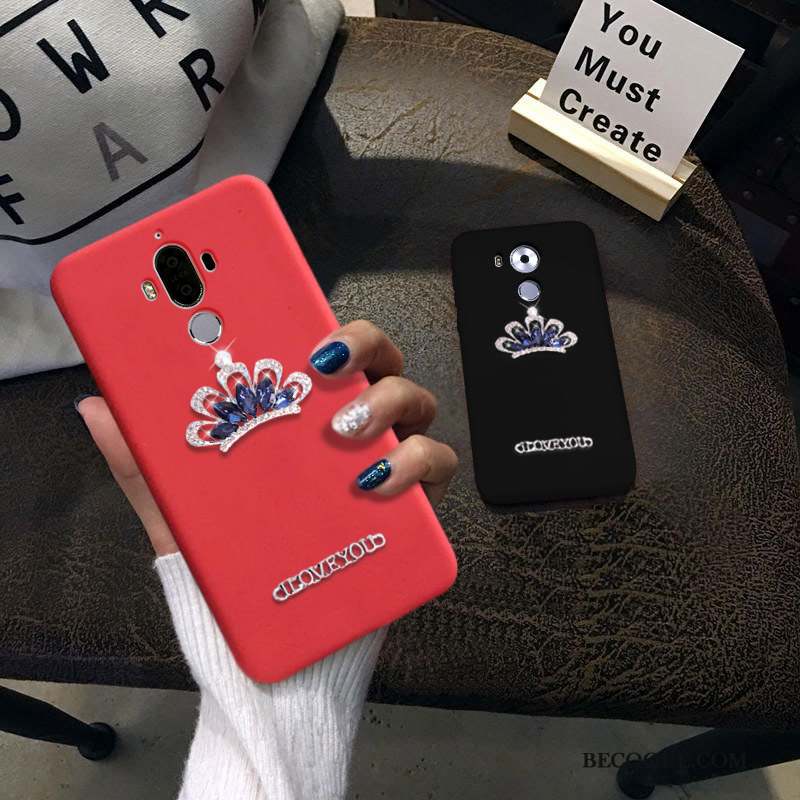 Huawei Ascend Mate 7 Coque Rouge Silicone Strass Fluide Doux Étui Cœur