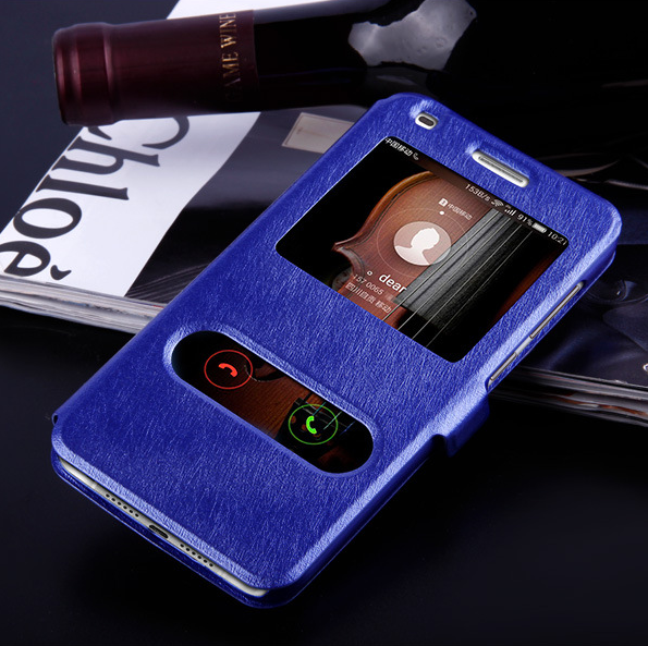 Huawei G7 Plus Clamshell Étui Bleu Coque Étui En Cuir Téléphone Portable