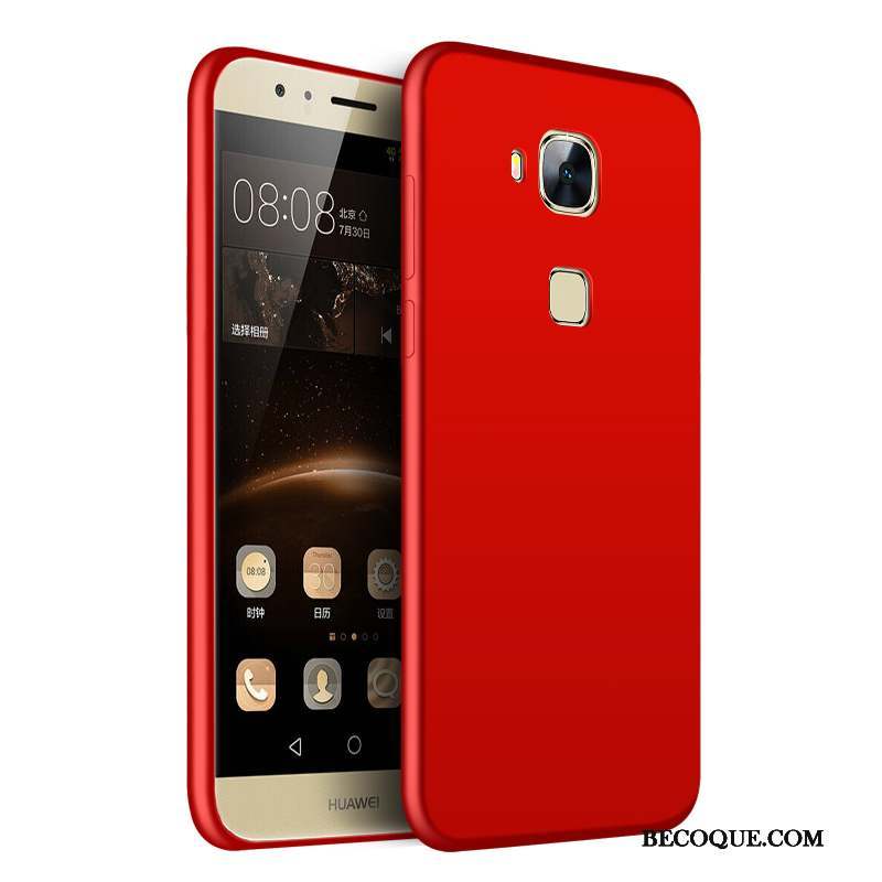 Huawei G7 Plus Silicone Délavé En Daim Étui Tout Compris Rouge Coque