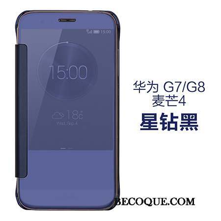 Huawei G7 Plus Violet Housse Étui En Cuir Protection Miroir Coque