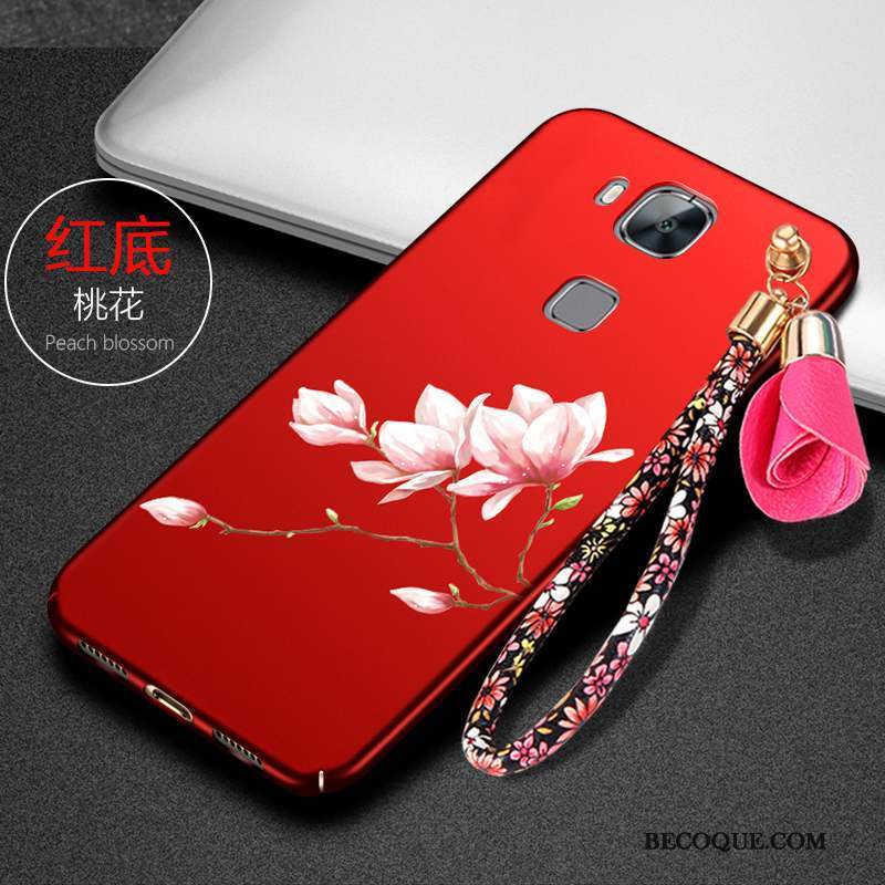 Huawei G7 Plus Étui Rouge Silicone Délavé En Daim Coque De Téléphone Incassable