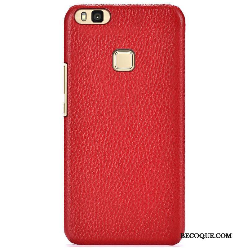 Huawei G9 Lite Coque Incassable Simple Étui En Cuir Rouge Cuir Véritable Difficile