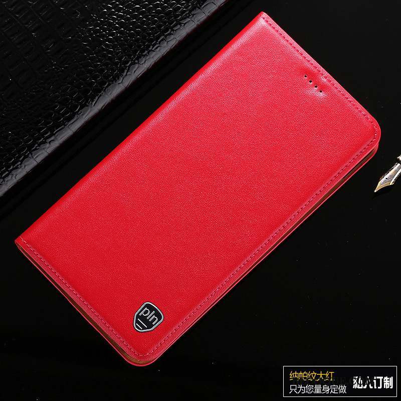 Huawei G9 Lite Étui En Cuir Coque De Téléphone Protection Rouge Cuir Véritable Grand